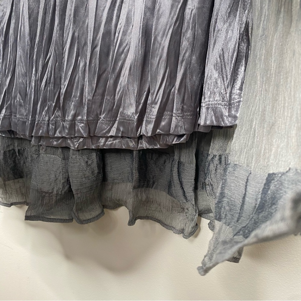 Badgley Mischka American Glamour Silver Crinkle Beaded Maxi Skirt - Picture 7 of 10